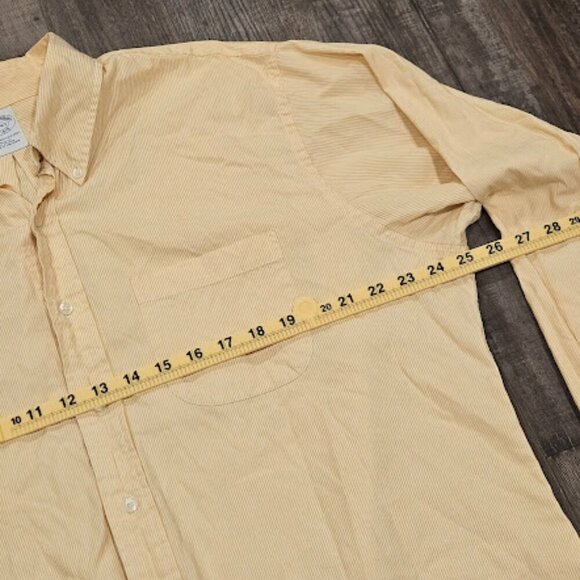 Brooks Brothers Dress Shirt Men Size 17.5 - 4/5 Orange Striped Original Slim Fit - Picture 6 of 9